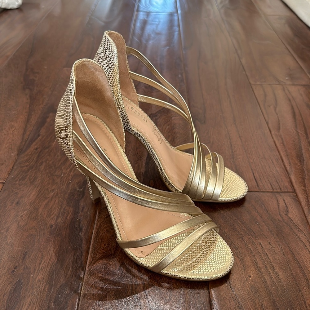 Made in Italy 🇮🇹 CAPPELLI ROSSI HEELS GENUINE LEATHER size 6 gold snakeskins - Picture 2 of 9